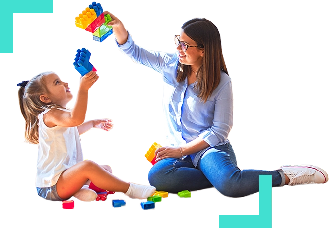 Therapist working with child at home on ABA therapy