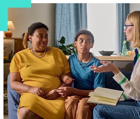 Services In Home Mother and teen with in-home aba therapist